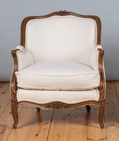 Large French Louis XV Style Walnut Bergere Upholstered Armchair (8 of 11) Large French Louis XV Style Walnut Bergere Upholstered Armchair (8 of 11)