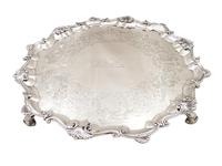 Antique Victorian Sterling Silver 13" Tray / Salver 1850 (5 of 9) Antique Victorian Sterling Silver 13" Tray / Salver 1850 (5 of 9)