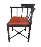 Victorian Mahogany Barley Twist Corner Chair