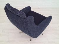Danish Swivel Armchair with Stool, Completely Renovated-reupholstered, Furniture Wool, Retro Velor, 70s (2 of 17) Danish Swivel Armchair with Stool, Completely Renovated-reupholstered, Furniture Wool, Retro Velor, 70s (2 of 17)