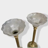 Pair of Brass Column Holophane Uplighter Lamps (6 of 7) Pair of Brass Column Holophane Uplighter Lamps (6 of 7)
