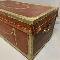 Unusual red leather and brass bound camphor trunk chest (6 of 10) Unusual red leather and brass bound camphor trunk chest (6 of 10)