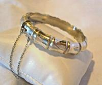 Antique Sterling Silver Bamboo Bangle 1942 WW2 Wide Silver Bracelet 7 1/4" Length (3 of 10) Antique Sterling Silver Bamboo Bangle 1942 WW2 Wide Silver Bracelet 7 1/4" Length (3 of 10)