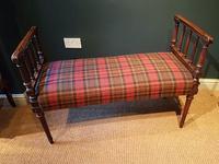 Fine Antique Upholstered Mahogany Reeded Leg Double Stool (2 of 5) Fine Antique Upholstered Mahogany Reeded Leg Double Stool (2 of 5)