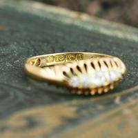 The Antique Edwardian Engraved Gold & Five Diamond Ring (7 of 8) The Antique Edwardian Engraved Gold & Five Diamond Ring (7 of 8)