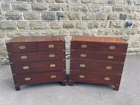 Pair of Brass Bound Mahogany Military Campaign Chest of Drawers