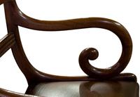 Mahogany Scroll Armchair with Brown Leather Seat (2 of 7) Mahogany Scroll Armchair with Brown Leather Seat (2 of 7)