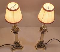 Pair of 19th Century Brass Empire Style Candlesticks Converted to Table Lamps (5 of 6) Pair of 19th Century Brass Empire Style Candlesticks Converted to Table Lamps (5 of 6)