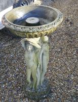 Weathered Cast Bird Bath, the 3 Muses Garden Ornament (4 of 6) Weathered Cast Bird Bath, the 3 Muses Garden Ornament (4 of 6)