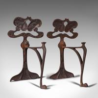 Pair of Antique Andirons, French, Iron, Fire Dogs, Tool Rest, Art Nouveau, 1900 (6 of 12) Pair of Antique Andirons, French, Iron, Fire Dogs, Tool Rest, Art Nouveau, 1900 (6 of 12)