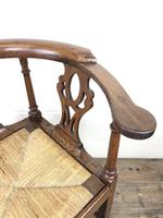 Antique 19th Century Oak Corner Chair with Rush Seat (8 of 10) Antique 19th Century Oak Corner Chair with Rush Seat (8 of 10)