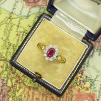 Vintage 18ct gold oval ruby & diamond cluster ring ~ Valentine proposal (9 of 10) Vintage 18ct gold oval ruby & diamond cluster ring ~ Valentine proposal (9 of 10)