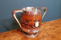 Large Antique Oak Carved Silvered Loving Cup (3 of 8) Large Antique Oak Carved Silvered Loving Cup (3 of 8)