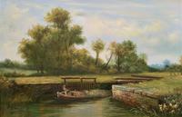 Superb Large Vintage Gilt-Framed Landscape Oil Painting of Barge on the Canal (4 of 13) Superb Large Vintage Gilt-Framed Landscape Oil Painting of Barge on the Canal (4 of 13)