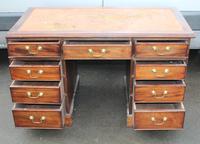 1920s Mahogany Pedestal Desk with Brown Leather on Top (4 of 4) 1920s Mahogany Pedestal Desk with Brown Leather on Top (4 of 4)