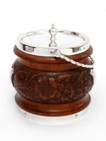 Antique Oak and Silver Plated Barrel with a Rope Swing Handle and White China Liner (3 of 5) Antique Oak and Silver Plated Barrel with a Rope Swing Handle and White China Liner (3 of 5)