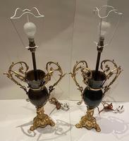 Pair of Patinated Gilt Metal Lamps by Bradley & Hubbard (2 of 6) Pair of Patinated Gilt Metal Lamps by Bradley & Hubbard (2 of 6)