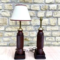 Pair of Mahogany Table Lamps