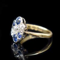 Antique Blue Sapphire and Old Cut Diamond Cluster 18ct 18K Yellow Gold and Platinum Ring (5 of 10) Antique Blue Sapphire and Old Cut Diamond Cluster 18ct 18K Yellow Gold and Platinum Ring (5 of 10)