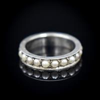 Art Deco Pearl Full Eternity Sterling Silver Band Ring (6 of 10) Art Deco Pearl Full Eternity Sterling Silver Band Ring (6 of 10)