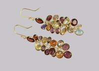 Vintage Multi Gem Chandelier Earrings 18ct Gold 1960's Tutti Fruity 2" Dangle (4 of 5) Vintage Multi Gem Chandelier Earrings 18ct Gold 1960's Tutti Fruity 2" Dangle (4 of 5)