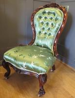Carved Walnut Ladies Chair New Upholstery (2 of 7) Carved Walnut Ladies Chair New Upholstery (2 of 7)