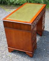 1960s Yew Wood Pedestal Desk with Green Leather Top (4 of 5) 1960s Yew Wood Pedestal Desk with Green Leather Top (4 of 5)