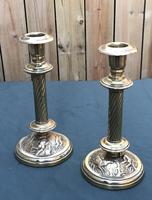 Pair of Victorian Brass Candlesticks with Hunting Scene Bases (3 of 6) Pair of Victorian Brass Candlesticks with Hunting Scene Bases (3 of 6)