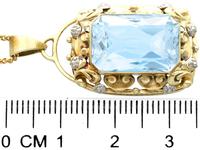 10.46ct Aquamarine & 14ct Yellow Gold Pendant - Vintage c.1940 (6 of 10) 10.46ct Aquamarine & 14ct Yellow Gold Pendant - Vintage c.1940 (6 of 10)