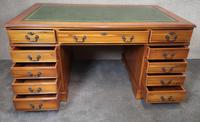 Large Yew Twin Pedestal Leather Top Desk (9 of 10) Large Yew Twin Pedestal Leather Top Desk (9 of 10)