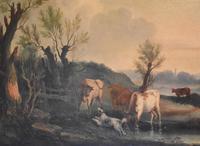 Fine Georgian Landscape Oil Painting with Cattle & Dog (5 of 8) Fine Georgian Landscape Oil Painting with Cattle & Dog (5 of 8)