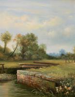Superb Large Vintage Gilt-Framed Landscape Oil Painting of Barge on the Canal (3 of 13) Superb Large Vintage Gilt-Framed Landscape Oil Painting of Barge on the Canal (3 of 13)