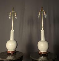 Pair of Tall Oriental Adjustable Grackle Glaze Lmps (4 of 9) Pair of Tall Oriental Adjustable Grackle Glaze Lmps (4 of 9)