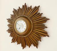 Stylish Art Deco Carved Giltwood Starburst Clock c.1930 (3 of 8) Stylish Art Deco Carved Giltwood Starburst Clock c.1930 (3 of 8)
