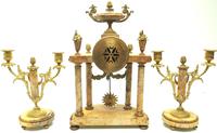 Antique 8 Day French Ormolu & Marble Mantel Clock Set with 2 Branch Candelabras (8 of 10) Antique 8 Day French Ormolu & Marble Mantel Clock Set with 2 Branch Candelabras (8 of 10)