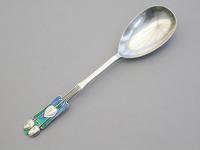 Early 20th Century Silver & Enamel Jam / Preserve Spoon Archibald Knox Medea Pattern by William Hair Haseler, Birmingham, 1929 - Designed by Archibald Knox. (2 of 11) Early 20th Century Silver & Enamel Jam / Preserve Spoon Archibald Knox Medea Pattern by William Hair Haseler, Birmingham, 1929 - Designed by Archibald Knox. (2 of 11)