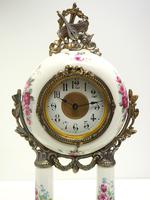 Antique Porcelain Portico Mantel Clock Rose & Blue Floral Mantle Clock (4 of 7) Antique Porcelain Portico Mantel Clock Rose & Blue Floral Mantle Clock (4 of 7)
