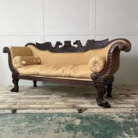 19th C. Mahogany Scroll Arm Settee