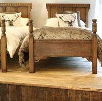 Country Style Matching Pair of Twin Single Oak Beds (3 of 9) Country Style Matching Pair of Twin Single Oak Beds (3 of 9)