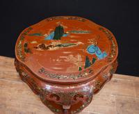 Chinese Pedestal Stand Table in Cinnabar Lacquer Chinoiserie (9 of 26) Chinese Pedestal Stand Table in Cinnabar Lacquer Chinoiserie (9 of 26)