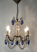 Vintage French Chandelier 4 Arm Crystal Ceiling Light with Sapphire Blue Glass (13 of 13) Vintage French Chandelier 4 Arm Crystal Ceiling Light with Sapphire Blue Glass (13 of 13)