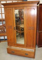 1940's Mirrored 1 Door Oak Wardrobe With Large Drawer. (4 of 5) 1940's Mirrored 1 Door Oak Wardrobe With Large Drawer. (4 of 5)