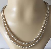 Vintage 1950s Double-strand Graduated Shell Pearl Necklace - Ciro of Bond Street (boxed Original)