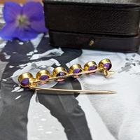 Antique 9ct Yellow Gold Six Amethyst Bar Brooch, Victorian Edwardian 9K Pin (7 of 8) Antique 9ct Yellow Gold Six Amethyst Bar Brooch, Victorian Edwardian 9K Pin (7 of 8)