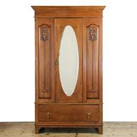 Antique Edwardian Art Nouveau Mirror Wardrobe