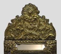 Small 19th Century French Repoussé Brass Cushion Mirror (2 of 7) Small 19th Century French Repoussé Brass Cushion Mirror (2 of 7)