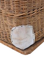 Vintage large strong cane and pig skin log or storage basket (5 of 8) Vintage large strong cane and pig skin log or storage basket (5 of 8)