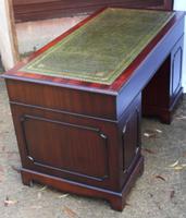 1960's Large Mahogany Pedestal Desk with Green Leather Inset + Key (3 of 4) 1960's Large Mahogany Pedestal Desk with Green Leather Inset + Key (3 of 4)