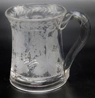 Good Engraved Glass Marriage Tankard with Vine Hops & Barley 19th Century (9 of 11) Good Engraved Glass Marriage Tankard with Vine Hops & Barley 19th Century (9 of 11)