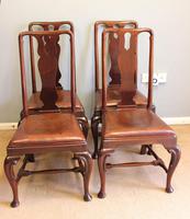 Antique Set of Four Mahogany High Back Dining Chairs